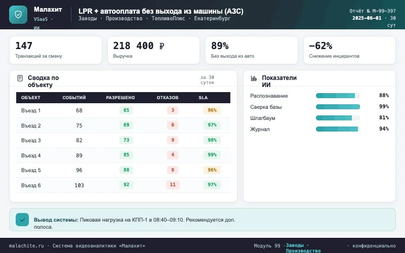 Отчёт за период — Система Малахит